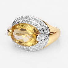 Load image into Gallery viewer, 4.56 Carat Genuine Citrine and White Diamond .925 Sterling Silver Ring
