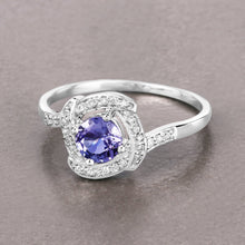 Load image into Gallery viewer, 0.55 Carat Genuine Tanzanite and White Diamond 14K White Gold Ring