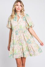 Load image into Gallery viewer, Floral Eyelet Lace Puff Sleeve Mini Summer Dress β Fluttering, Feminine and Playful Floral Eyelet Lace Mini Dress with Puff Sleeves