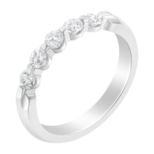 Load image into Gallery viewer, 14K White Gold 1/2 cttw Diamond 5-Stone Band Ring (H-I Clarity, SI2-I1 Color) - Size 7