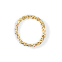Load image into Gallery viewer, 14K Yellow Gold 8.00 Cttw Champagne Diamond Floral Cluster Halo Link Bracelet (H-I Color, I1-I2 Clarity)