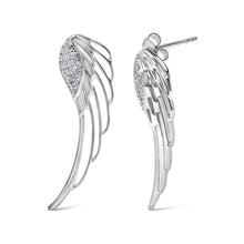 Load image into Gallery viewer, 14K White Gold 1/4 Cttw Lab Grown Diamond Angel Wing Stud Earrings (F-G Color, VS1-VS2 Clarity)