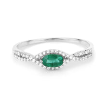 Load image into Gallery viewer, 0.32 Carat Genuine Zambian Emerald and White Diamond 14K White Gold Ring