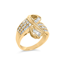 Load image into Gallery viewer, 14K Yellow Gold 1 1/3 Cttw Channel Set Diamond Bypass Cocktail Ring (J-K Color, I1-I2 Clarity) - Ring Size 7