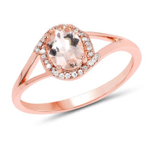 Load image into Gallery viewer, 0.78 Carat Genuine Morganite and White Diamond 14K Rose Gold Ring