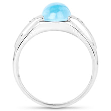 Load image into Gallery viewer, 3.67 Carat Genuine Swiss Blue Topaz and White Topaz .925 Sterling Silver Ring