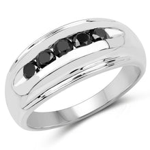 Load image into Gallery viewer, 0.50 Carat Genuine Black Diamond .925 Sterling Silver Ring