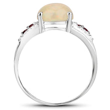 Load image into Gallery viewer, 2.05 Carat Genuine Ethiopian Opal, Pink Tourmaline and White Topaz .925 Sterling Silver Ring