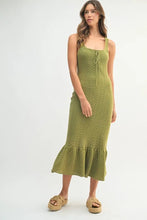 Load image into Gallery viewer, Ruffled Hem Sleeveless Crochet Knit Midi Dress For Women – Crochet Knit Dress, Unique Ruffled Hem Dress, Sleeveless Midi Dress, Summer Midi Dress, Elegant Crochet Dress