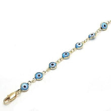 Load image into Gallery viewer, 8" Gold Filled Evil Eye Light Blue Bracelet