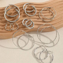 Load image into Gallery viewer, 8-Pairs: Alloy Hoop Earrings Set