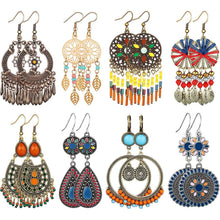 Load image into Gallery viewer, 8-Pairs: Bohemian Hollow Retro Dangle Earrings