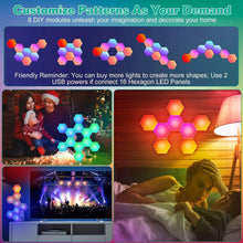 Load image into Gallery viewer, 8-Piece: Hexagon Light Panels RGBW Colorful Splicing Wall Lamps