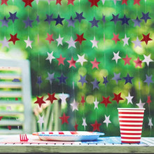 Load image into Gallery viewer, 8 Strands Patriotic Star Streamers Banner Garland