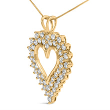 Load image into Gallery viewer, 14K Yellow Gold Plated .925 Sterling Silver 3.00 Cttw Round Cut Diamond Cluster Heart 18" Pendant Necklace (K-L Color, I1-I2 Clarity)