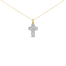 Load image into Gallery viewer, 14K Yellow Gold 2.0 Cttw Multi-Row Diamond Cross Pendant Necklace