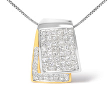 Load image into Gallery viewer, 14K White and Yellow Gold 2.0 Cttw Princess Cut Diamond Two Tone Foldover Box Pendant 18†Box Chain Necklace (H-I Color, SI1-SI2 Clarity)