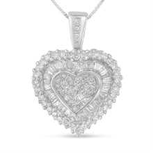 Load image into Gallery viewer, 10K White Gold 1 cttw Multi Cut 1 cttw Diamond Heart Pendant Necklace (H-I, I1-I2)
