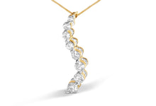Load image into Gallery viewer, AGS Certified 14K Yellow Gold 3.0 Cttw Baguette and Brilliant Round-Cut Diamond Journey 18" Pendant Necklace (G-H Color, SI2-I1 Clarity)