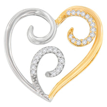 Load image into Gallery viewer, 10K Two-Toned Gold 1/10 cttw Round Cut Diamond Swirl Heart Accent Pendant Necklace (H-I, I1-I2)