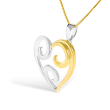 Load image into Gallery viewer, 10K Yellow Gold Over .925 Sterling Silver Open Heart with Swirls 18" Box Chain Pendant Necklace