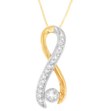 Load image into Gallery viewer, 10K Two-Tone Gold 1/5 cttw Diamond Radiant Ribbon Pendant Necklace (H-I, I1-I2)