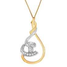 Load image into Gallery viewer, Espira 10K Two-Tone Yellow & White 1/6 Cttw Brilliant-Cut Diamond Layered Spiral 18" Pendant Necklace (H-I Color, I2-I3 Clarity)