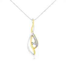 Load image into Gallery viewer, 10K Yellow and White Gold Round Cut Diamond Accent Cascade 18" Pendant Necklace (J-K Color, I2-I3 Clarity)
