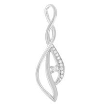 Load image into Gallery viewer, Espira 10K White Gold Round Diamond Accented Open Cascade Twist 18" Pendant Necklace (1/10 Cttw, J-K Color, I1-I2 Clarity)