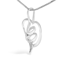Load image into Gallery viewer, Espira 10K White Gold .03 Cttw Diamond-Accented Round-Cut Diamond Swirl Open Heart 18" Pendant Necklace (I-J Color, I2-I3 Clarity)