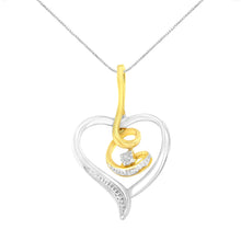 Load image into Gallery viewer, Espira 10K Two-Tone Yellow & White Gold .03 Cttw Diamond-Accented Round-Cut Diamond Swirl Open Heart 18" Pendant Necklace (I-J Color, I2-I3 Clarity)