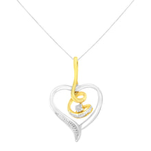 Load image into Gallery viewer, Espira 10K Two-Tone Yellow & White Gold .03 Cttw Diamond-Accented Round-Cut Diamond Swirl Open Heart 18" Pendant Necklace (I-J Color, I2-I3 Clarity)