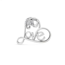 Load image into Gallery viewer, .925 Sterling Silver 1/6 Cttw Round Brilliant-Cut Diamond Accented Open Heart with Love 18" Pendant Necklace (H-I Color, I1-I2 Clarity)