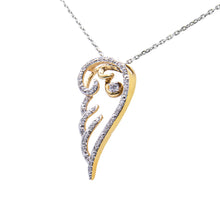 Load image into Gallery viewer, 10K Yellow Gold over .925 Sterling Silver 1/4 Cttw Diamond Angel Wing 18" Pendant Necklace (H-I Color, I1-I2 Clarity)