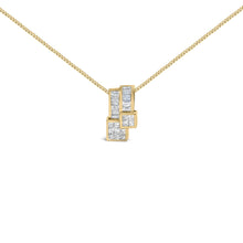 Load image into Gallery viewer, 14K Yellow Gold 1 1/2 cttw Princess and Baguette Cut Diamond Geometric Pendant Necklace (H-I Color, VS1-VS2 Clarity)