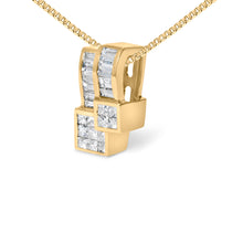 Load image into Gallery viewer, 14K Yellow Gold 1 1/2 cttw Princess and Baguette Cut Diamond Geometric Pendant Necklace (H-I Color, VS1-VS2 Clarity)
