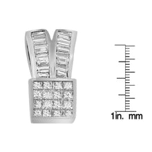 Load image into Gallery viewer, 14K White Gold 1 5/8 cttw Princess and Baguette Cut Diamond Heart Ribbon Pendant Necklace (G-H, VS1-VS2)