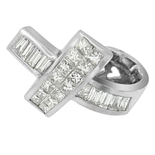 Load image into Gallery viewer, 14K White Gold 2 cttw Princess and Baguette Cut Diamond Ribbon Pendant Necklace (H-I, SI-SI2)