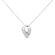 Load image into Gallery viewer, 14k White Gold 1 5/8 Cttw Invisible Set Princess and Channel Set Baguette Diamond Curved Oval Shape Pendant Necklace (G-H Color, VS2-SI1 Clarity)