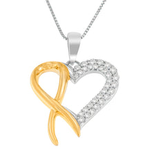 Load image into Gallery viewer, .925 Sterling Silver Two Toned 1/4 cttw Round Cut Diamond Pendant Necklace (H-I, I2-I3)