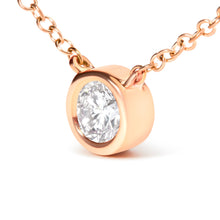 Load image into Gallery viewer, 2 Micron 14K Rose Gold Plated Sterling Silver Bezel-Set Diamond Solitaire Pendant Necklace (1/3 cttw, H-I Color, I1-I2 Clarity)