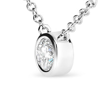 Load image into Gallery viewer, AGS Certified 10K White Gold 1/3 Cttw Bezel Set Round Diamond Solitaire 16-18" Adjustable Pendant Necklace (I-J Color, SI1-SI2 Clarity)