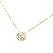 Load image into Gallery viewer, 10K Yellow Gold 1/4 Cttw Round Brilliant-Cut Diamond Modern Bezel-Set Solitaire Pendant Necklace (J-K Color, I2-I3 Clarity) - 16" with 2" Extender
