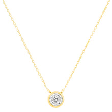 Load image into Gallery viewer, 10K Yellow Gold 1/4 Cttw Round Brilliant-Cut Diamond Modern Bezel-Set Solitaire Pendant Necklace (J-K Color, I2-I3 Clarity) - 16" with 2" Extender
