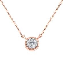 Load image into Gallery viewer, 10K Yellow Gold 1/4 Cttw Round Brilliant-Cut Diamond Modern Bezel-Set Solitaire Pendant Necklace (J-K Color, I2-I3 Clarity) - 16" with 2" Extender