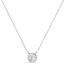 Load image into Gallery viewer, 10K White Gold 1/3 Cttw Round-Cut Diamond Bezel 18" Pendant Necklace (J-K Color, I1-I2 Clarity)
