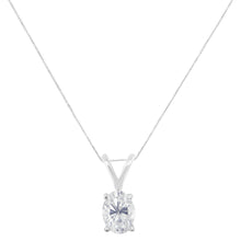 Load image into Gallery viewer, IGI Certified 10K White Gold 3/8 cttw Prong Set Diamond Oval Pendant Necklace (I-J Color, I1 Clarity) - Size 18"