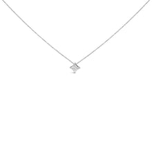 Load image into Gallery viewer, 10K White Gold 1/10 Cttw Bezel Set Solitaire Princess Cut Diamond Kite Shaped Pendent Necklace - 18" Inches