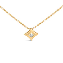 Load image into Gallery viewer, 10K Yellow Gold 1/5 Cttw Bezel Set Princess Diamond Kite Shaped Solitaire Pendent Necklace