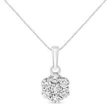 Load image into Gallery viewer, 14KT White Gold 1/2 cttw Diamond Floral Cluster Pendant Necklace (HI, SI2-I1)